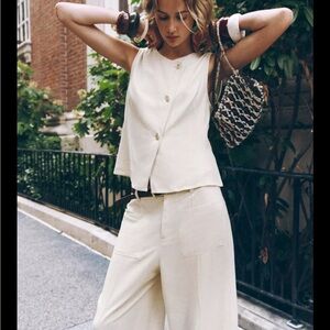 Zara Linen Double Breasted Vest.